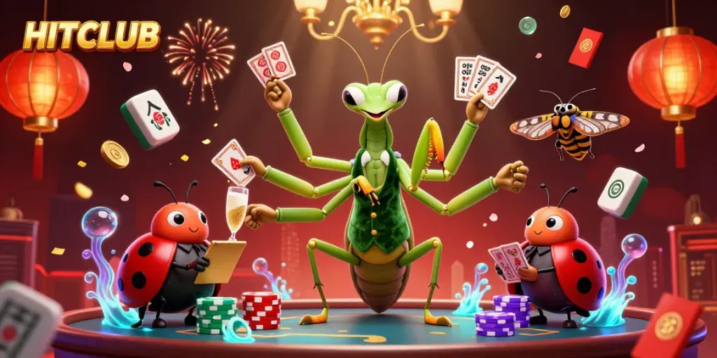 Join the excitement at HITCLUB with a vibrant casino scene highlighting thrilling gameplay and charming characters.